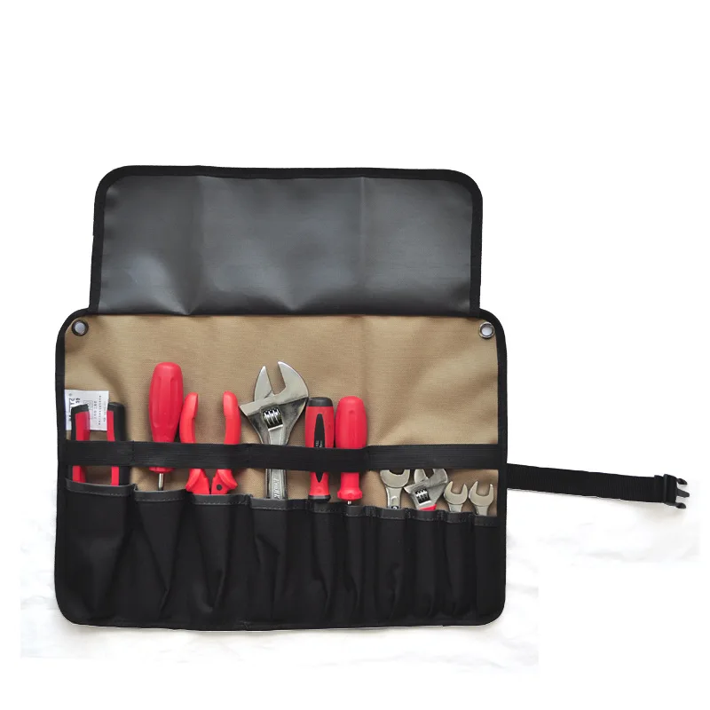 Multi-function Canvas Tool Bag Wrench Tool Roll Up Foldable Spanner Organizer Pouch Case Hand Tool Metal Parts Storage Bag