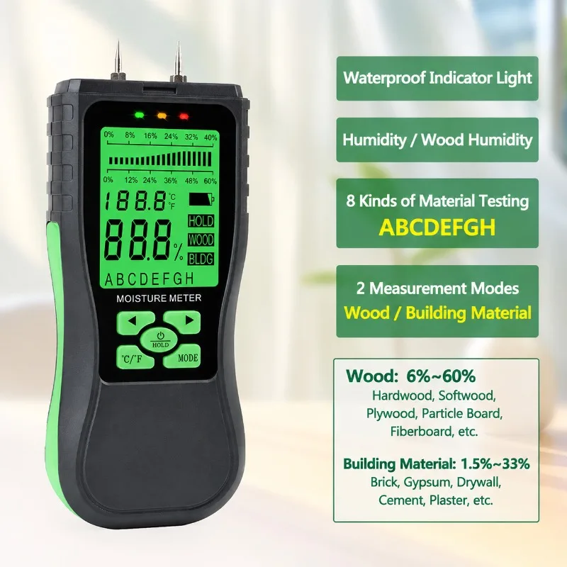 Handy Construction Hygrometer Gauge Scan Damp Content in Timber Panels Masonry Plaster Surfaces Industrial Building Components