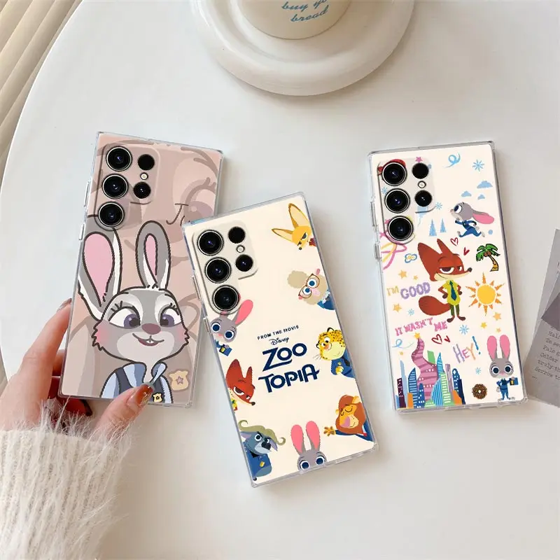 

Zootopia Nick judy Transparent Case For Samsung Galaxy S26 S25 Ultra S24 S22 S26 Plus S20 S23 S21 S25 FE 5G Clear Silicone Cover