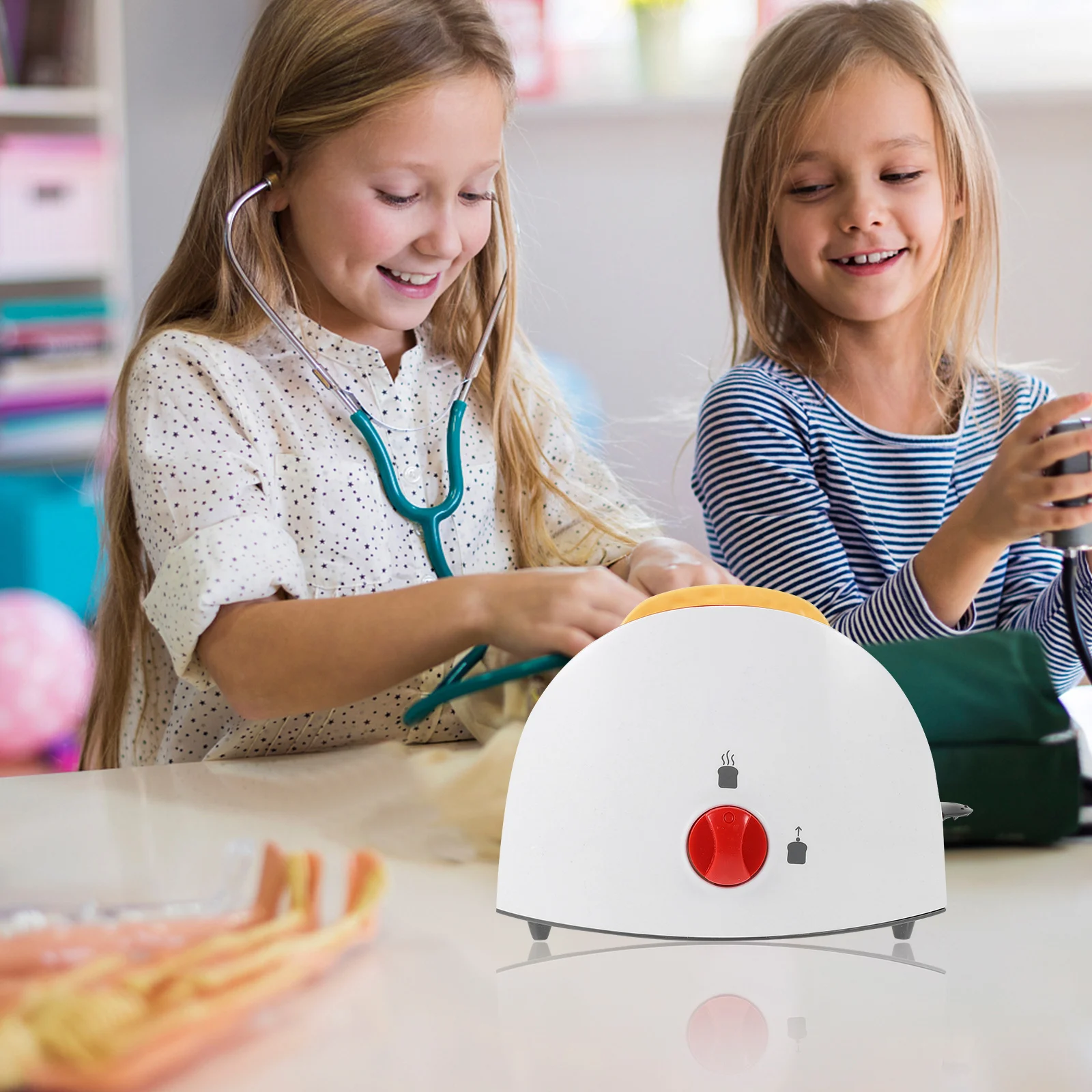 1Pc Broodbakmachine Speelgoed voor kinderen Hands-on vermogen en kleurherkenning Keukenspeelgoed Rood
