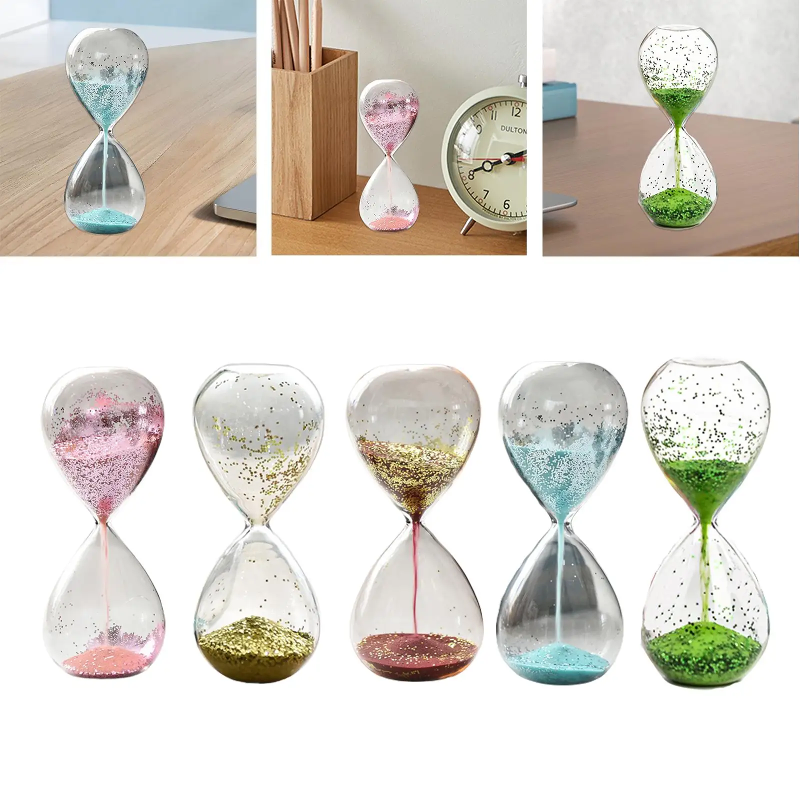 Sand Timer Sandglass Home Yoga Timer Glitter Glass Sand Clock Sand Timer for Bedroom Living Room Faimly Holiday Gift Kids