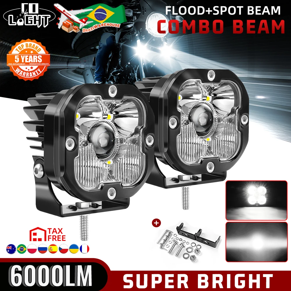 CO LIGHT 3 inch LED Work Light 3500K Amber Combo & 6500K White Spot Offroad LED Fog Driving Lamp for Truck SUV 4WD ATV 12V 24V