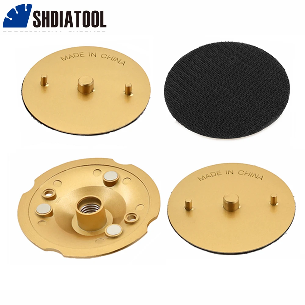 Shdiatool-alumínio Backer Pads Grupo Rebarbadora Removível Conector de Rosca M14 Acessório de Polimento 1pc Base Pcs Velcro Pads