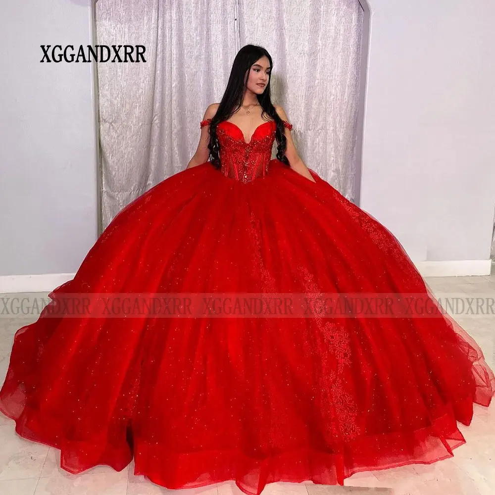 Vestidos De quinceañera rojos, fiesta De cumpleaños, princesa dulce 15 16, vestido De graduación, apliques De tren largo, desfile, 15 Años XV, 2024