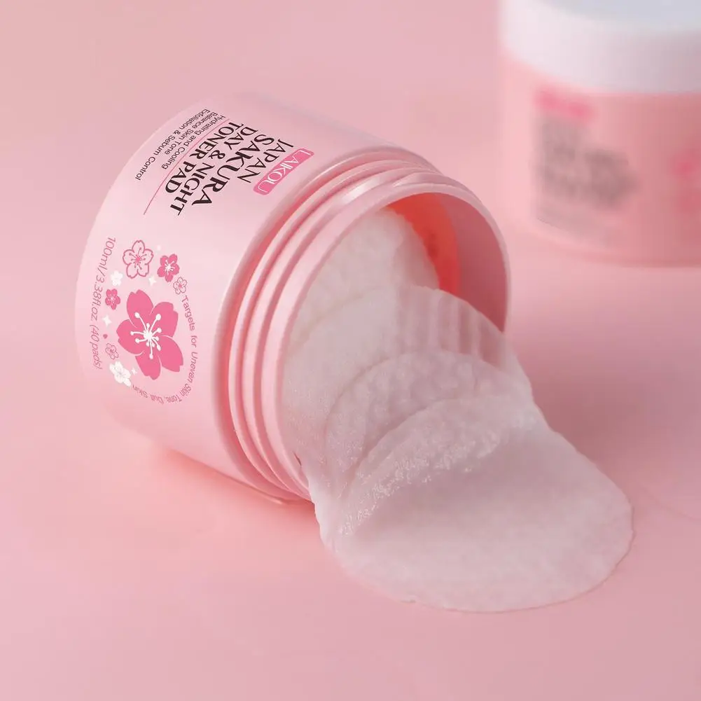 Sakura Toner Pads for Soothing, Hydrating & Redness Relief, Gentle for Sensitive Skin,Daily Night Moisturizing Face Skin Care