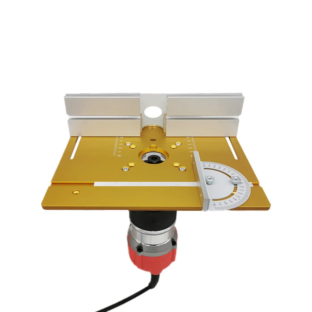 Upgraded Aluminium Router Table Insert Plate Woodworking Tool Set with Miter Gauge and Sliding Tenoning Fence for Router Table