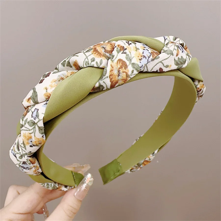 Women Korean Fashion Headband Girls Vintage Soft Fabric Broad Brim Hairbands Drill Headwear new Lady Hairs Elastic Hair Band