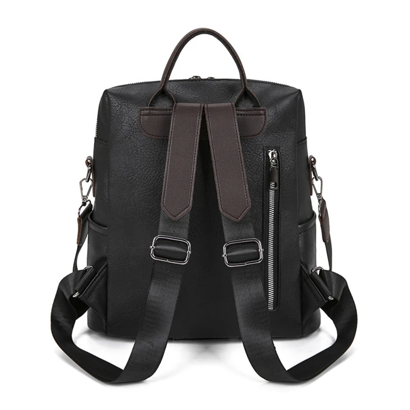 PU Soft Leather Backpack Women Vintage Shoulder Bag Ladies High Capacity Travel Backpack School Bags Fashion Commuter Bag