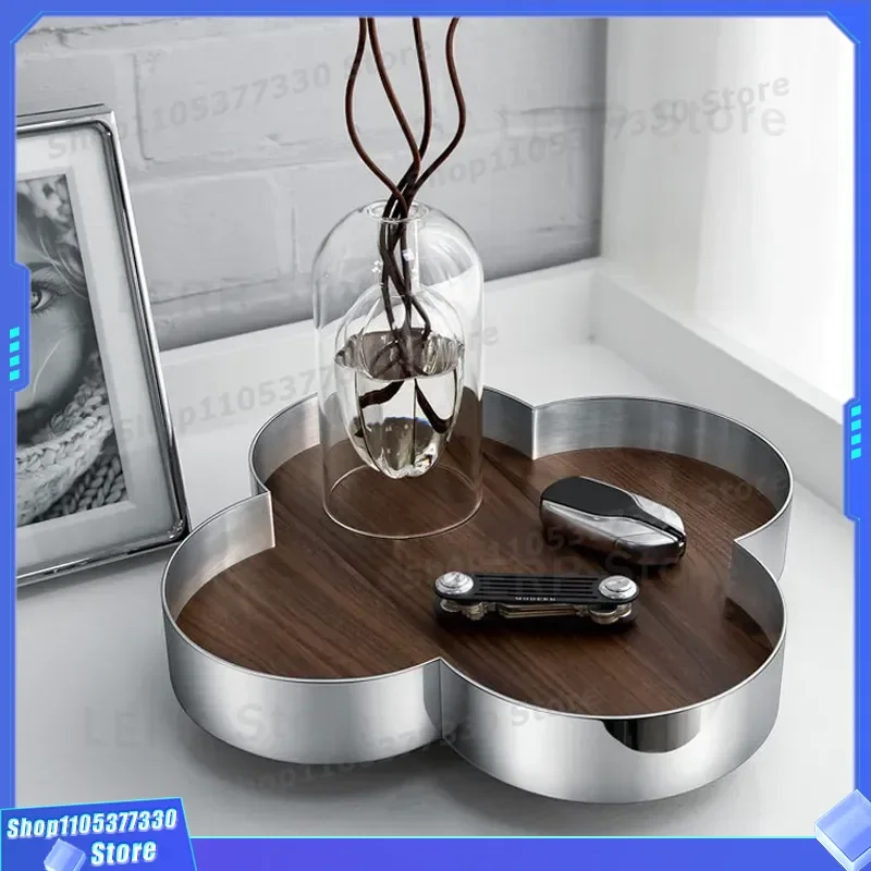 Modern Light Luxury Four Leaf Clover Aromatherapy Tray Home Storage Fruit Plate For Living Room Entrance Hotel Model Room