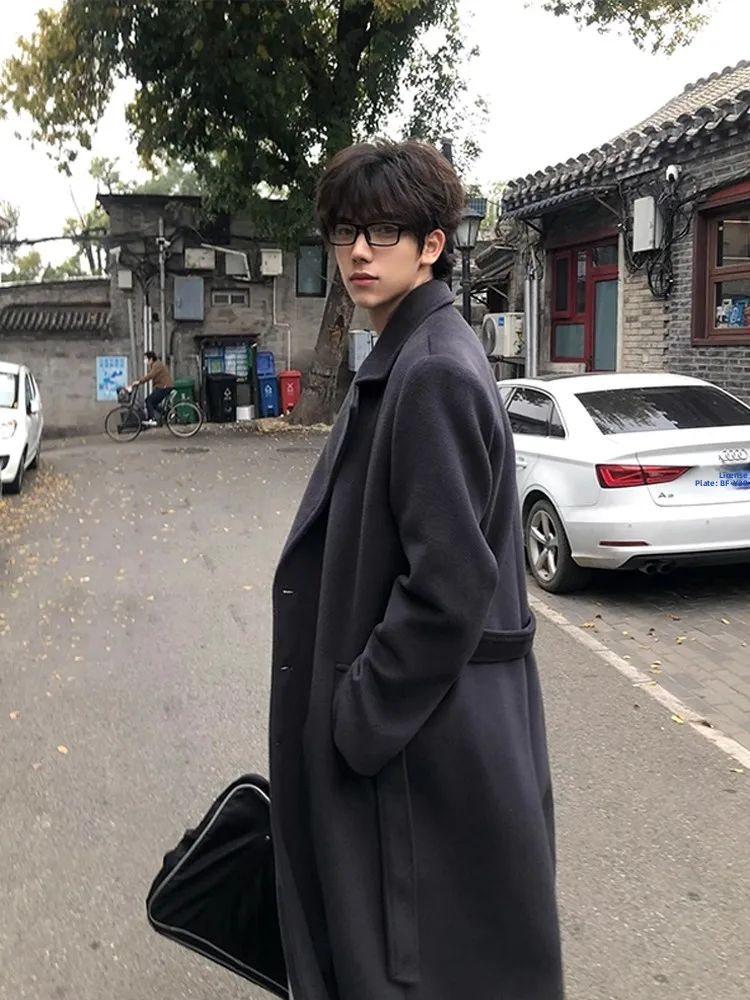 

Мужское шерстяное пальто Briti Sle: теплое зимнее пальто с отложным воротником, повседневное, с длинными рукавами, для защиты от холода