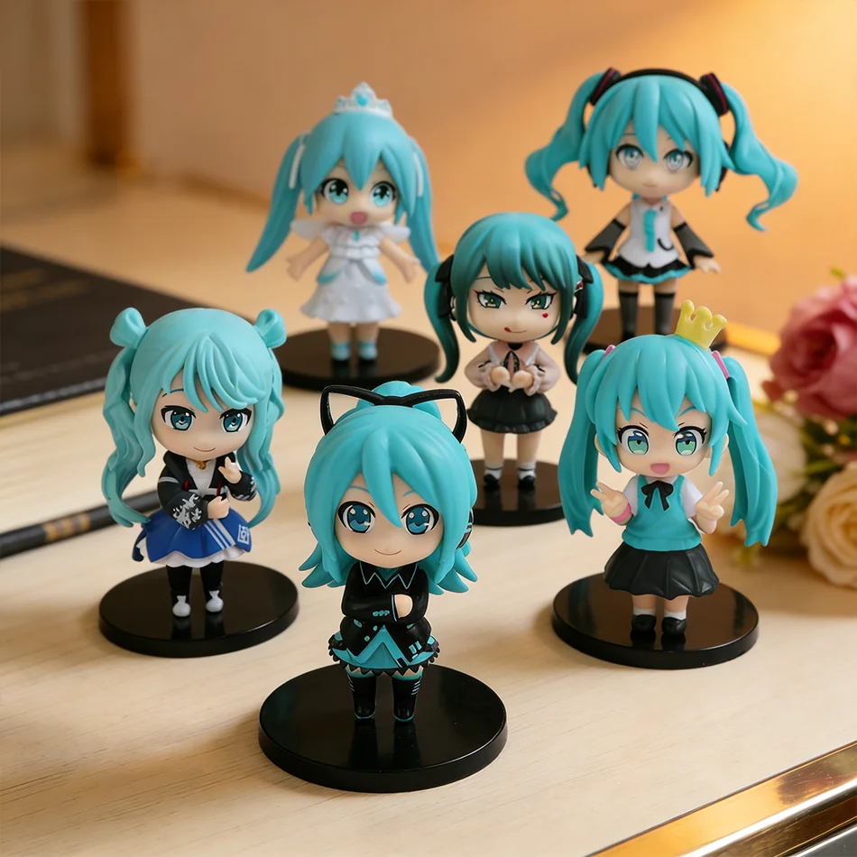 SS Neu Heißer Verkauf 6 Stück/Set Anime Neue Miku Figur Mini-Charakter-Ornamente Kawaii Hatsune Tischdekoration für Zuhause Erwachsenen-Spielzeug Kindergeschenk – Detail 5