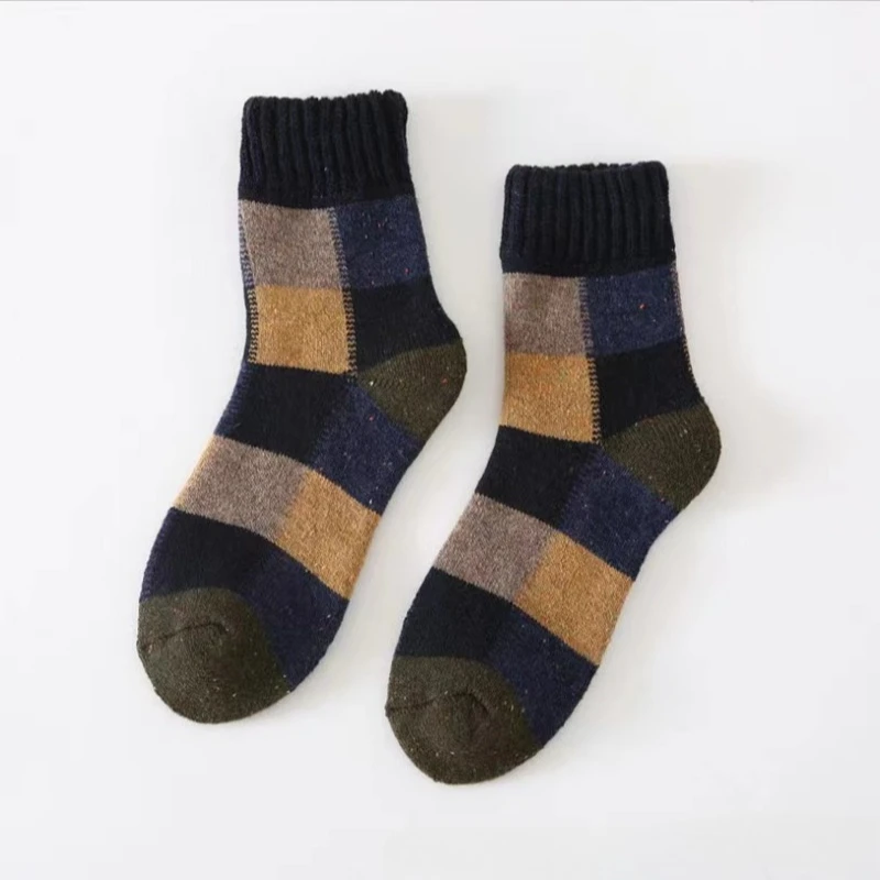 Winter Warm Extra Thick Wool Cashmere Shoe Insoles For Men Terry Fleece Mid Calf Cold Resistant Foot Cushions Autumn Daily