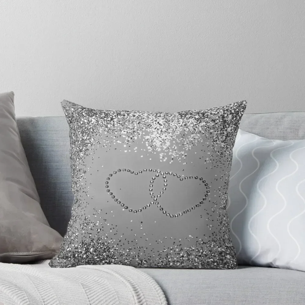 

In Love Sparkling Glitter Hearts #3 (Faux Glitter) #silver #decor #art Throw Pillow Decorative Cushion Sofa Cushions pillow