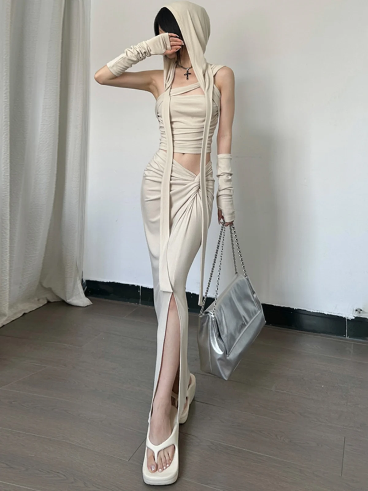 

Dulzura Desert Wind Spicy Girl Faion Комплект ort Sve Жилет с капюшоном и юбкой Ter Ne Комплект из двух предметов Street Sle