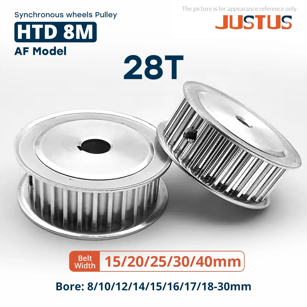 

HTD 8M 28Teech Synchronous Pulley Bore 8-30mm Teeth Pitch 8 mm Slot Width 16/21/27/32/42 mm For 15/20/25/30/40mm 8M Timing Belt