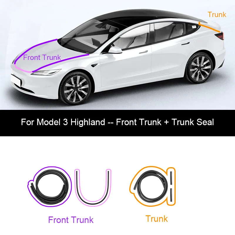 Für Tesla Model Y Juniper Türdichtungsstreifen, schalldichter Gummi-Dichtungsstreifen für die Abdichtung von Highland B-Säulen, Geräuschreduzierung
