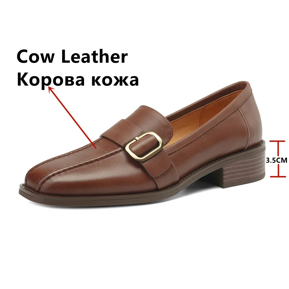 FEDONAS Spring Summer Women Pumps Genuine Leather Square Toe Thick Heels Fashion Belt Buckle Office Lady Working Shoes Woman New