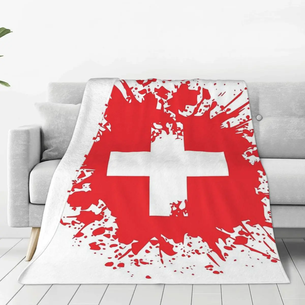 Swiss Switzerland Flag Blanket Flannel Warm Sofa Throw Blankets For Home Bedroom Outdoor Throws Bedspread Quilt