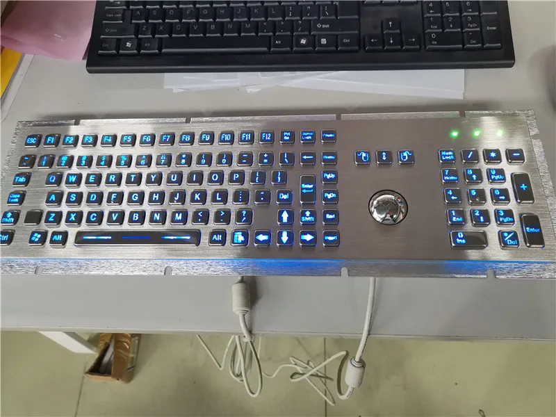 

106 Keys Backlight Industrial Metal Stainless Steel Keyboard With Trackball and Numeric Keypad