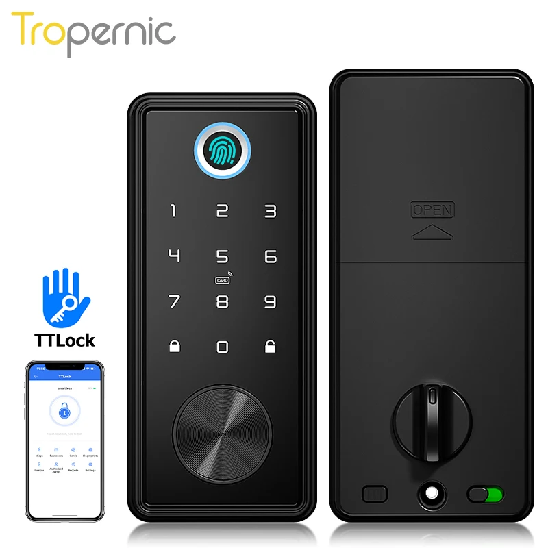 Smart Deadbolt Locks for Front Door Alexa WiFi TTlock App Biometric Fingerprint keyless Entry Keypad door lock with Gateway