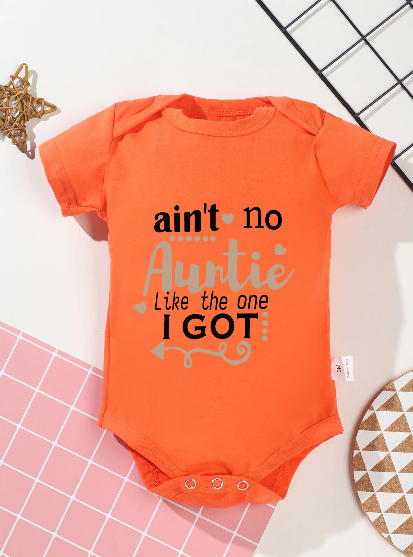 Toddler Short Sleeve Jumpsuit Clothes Baby Girl Boy Romper Newborn Infant Bodysuit Ain't No Auntie Like The One I Got Print