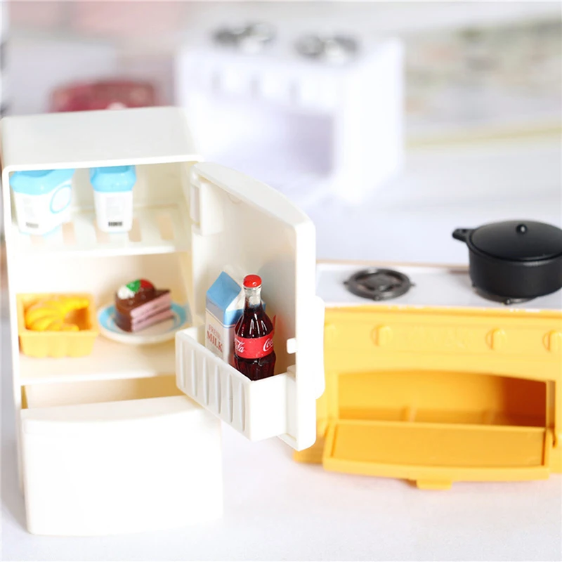 Dollhouse Miniature cooking bench refrigerator Toys Kitchen Accessories