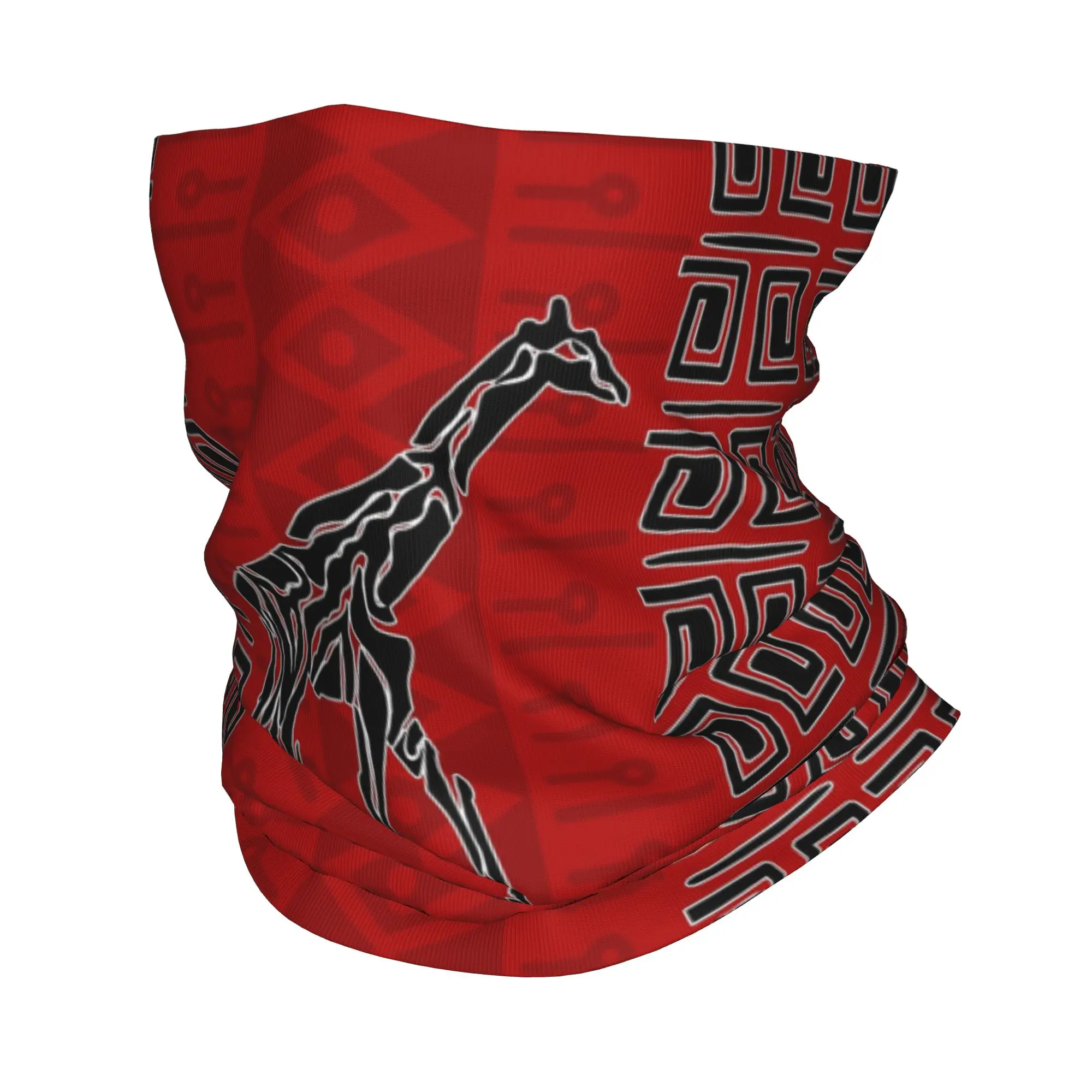 

African Giraffe Ethic Ornament Black and red Bandana Neck Gaiter Printed Wrap Scarf Multifunction Headband Outdoor Sports Adult