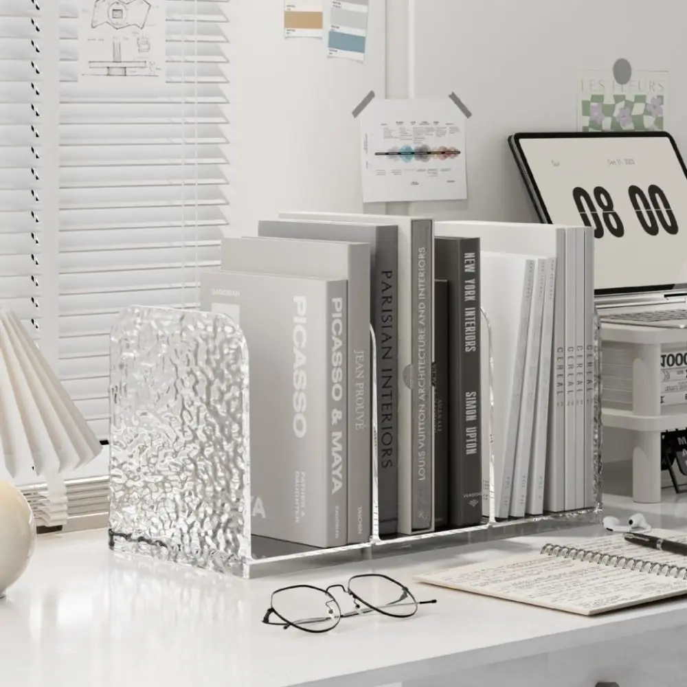 

Book Storage 4 Grid Desktop Bookends Luxury Minimalism Divider Bookshelf Simple Desk Storage Rack Office