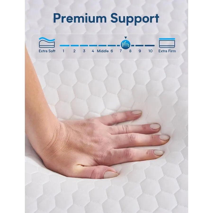 Matelas ferme, matelas en mousse à mémoire de forme gel rafraîchissant de 12 pouces, soulagement des maux de dos, housse en soie glacée rafraîchissante, matelas de lit dans une boîte, CertiPUR