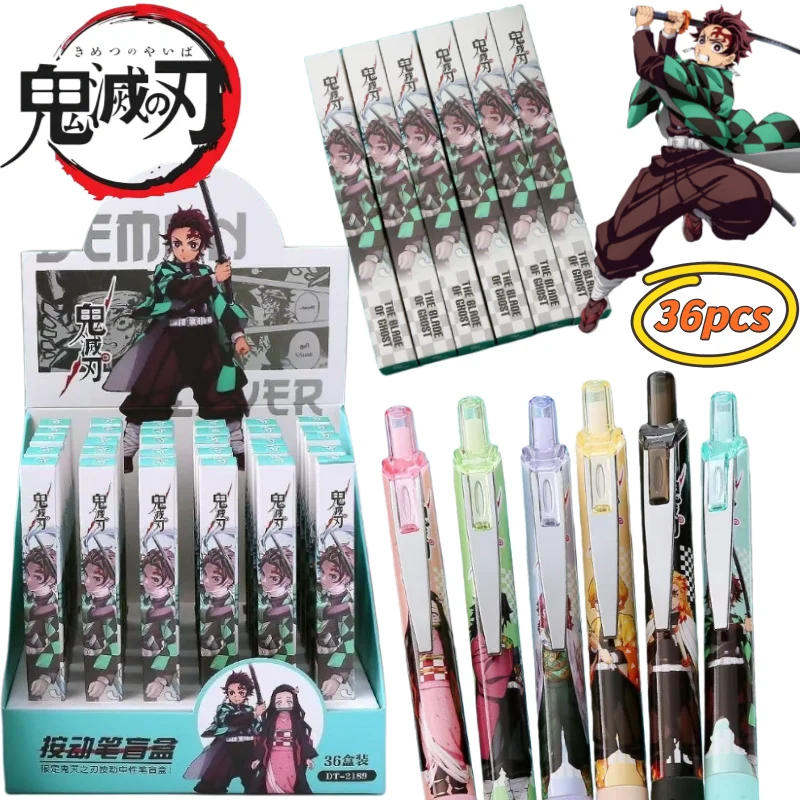 

Новая ручка Demon Slayer Tanjiro Kamado Nezuko с глухой коробкой, высококачественная аниме, двумерная, гладкая, быстросохнущая, выдвижная гелевая ручка