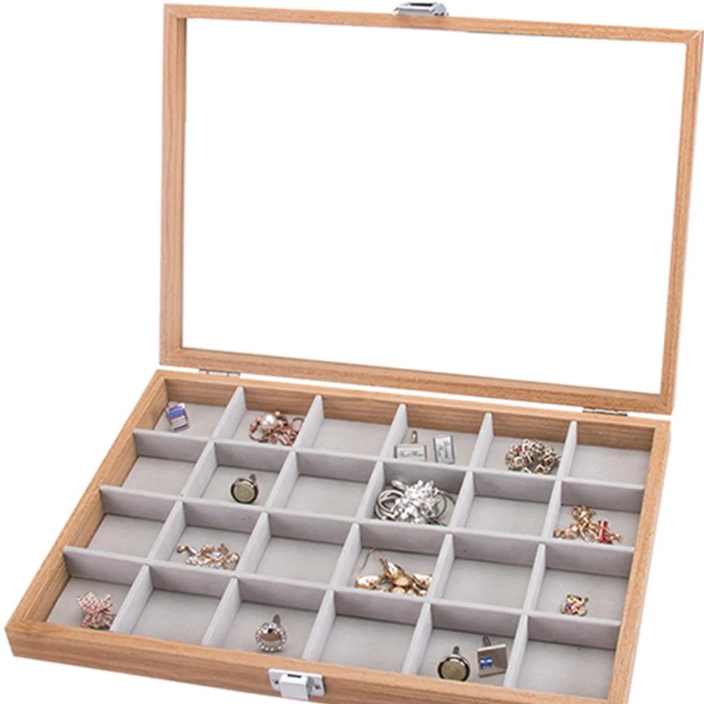 

24-Grid Jewelry Case Large Capacity Jewelry Storage Holder Safety Travel Organizer Box for Earrings Rings Necklaces