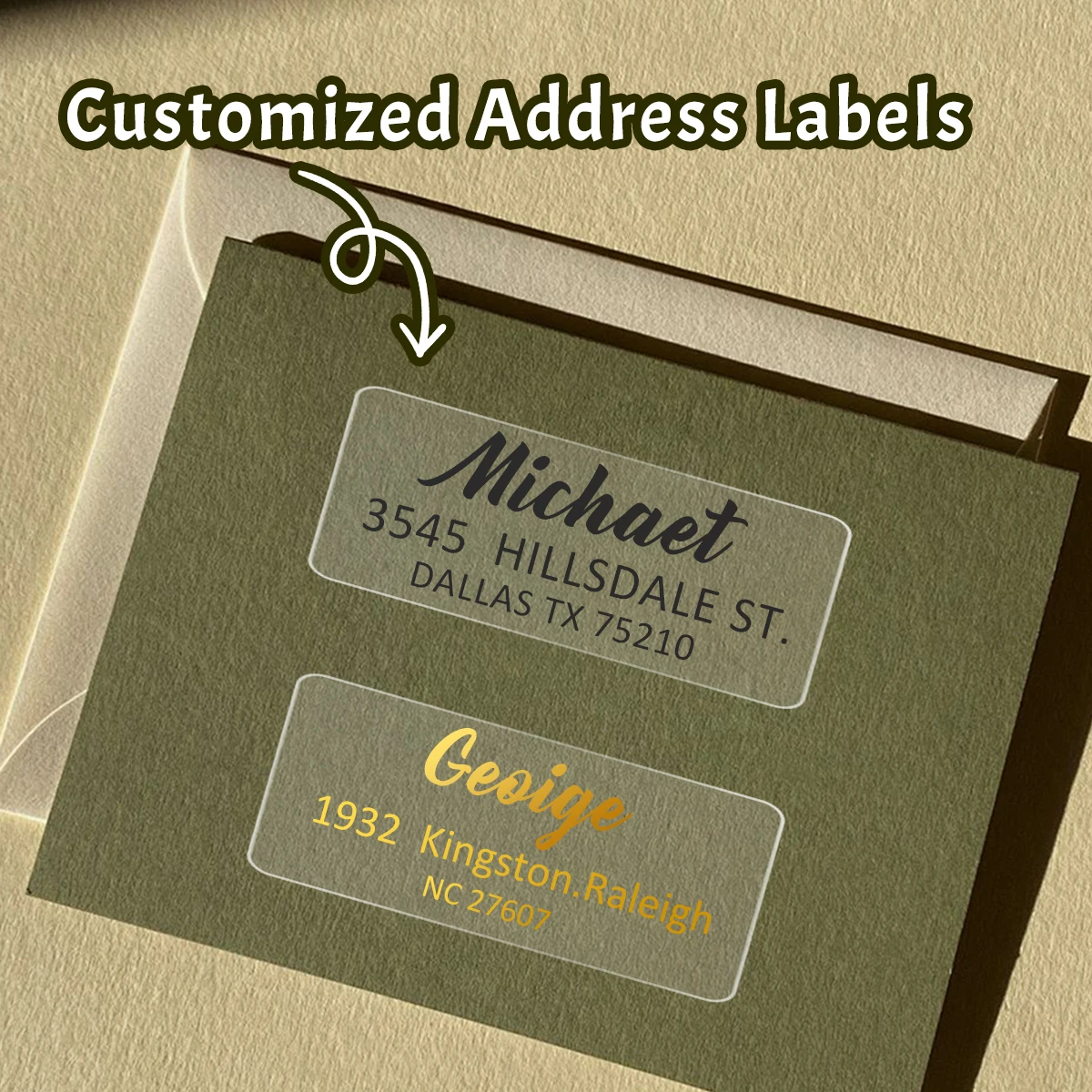 Custom Text Transparent Address Stickers, Personalized Address Labels, Customized Rectangular Sticker With Text,