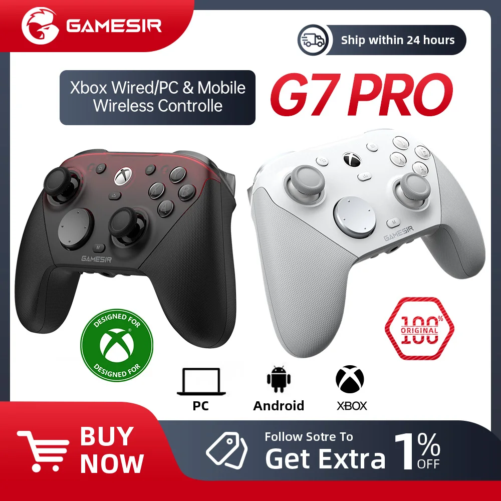 GameSir G7 Pro Schwarz Weiß - Xbox Gaming-Controller Kabelgebundenes Gamepad für Xbox Series X | S, Steam, PC, Android
