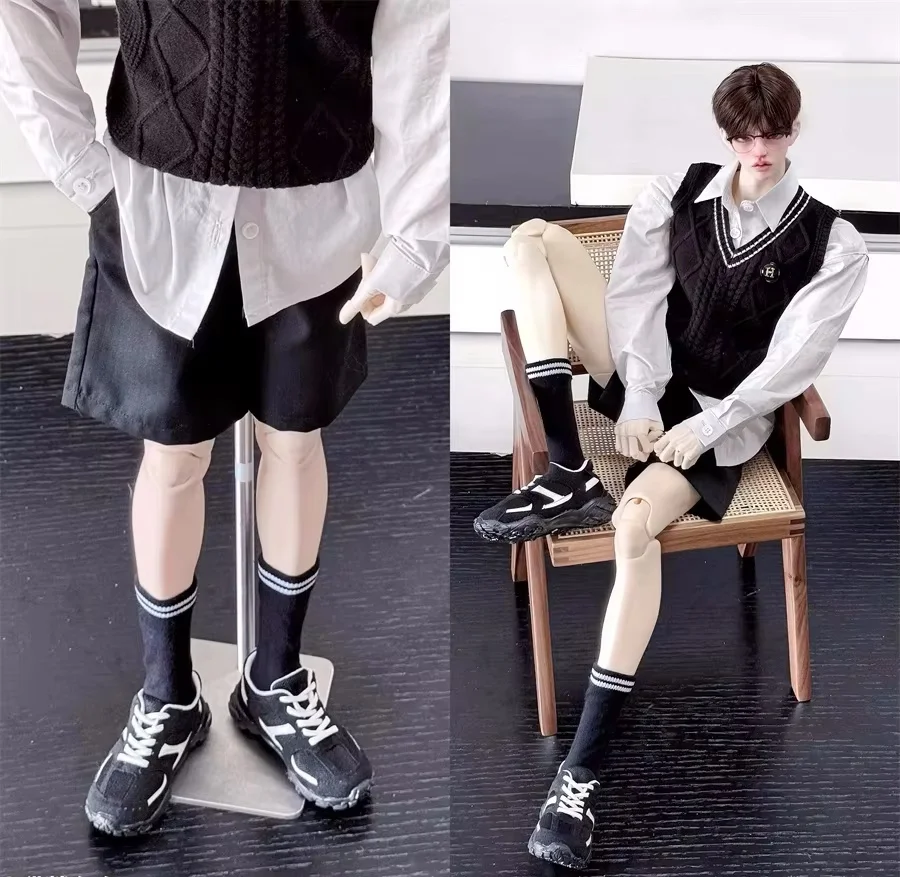 BJD Doll Girls Boys Sports Shoes Handsome Casual Girls Network-surface Sneakers Toy ID75 Gray Black Youth Daily Doll Accessories