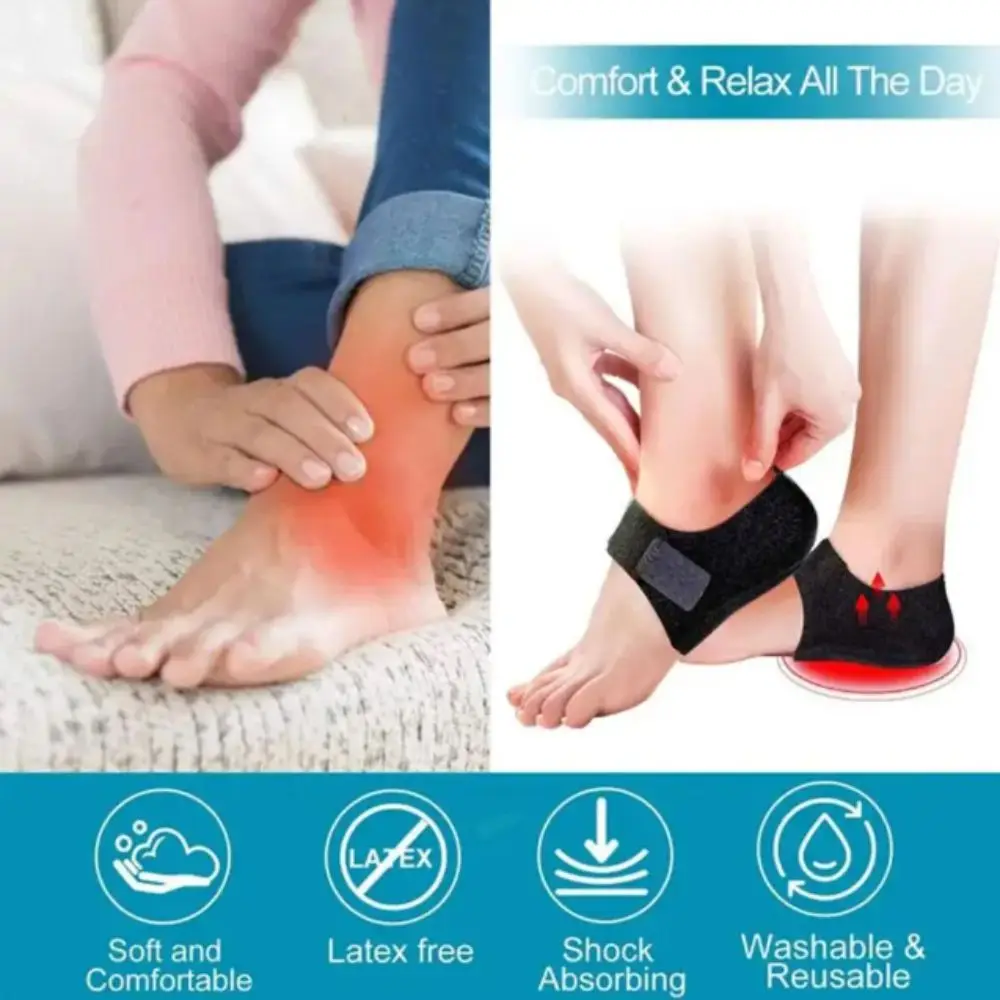 Adjustable Straps Silicone Heel Pads Gel Material Support Cushion Heel Inserts Shock Absorption Fasciitis Protector Leg Pressure