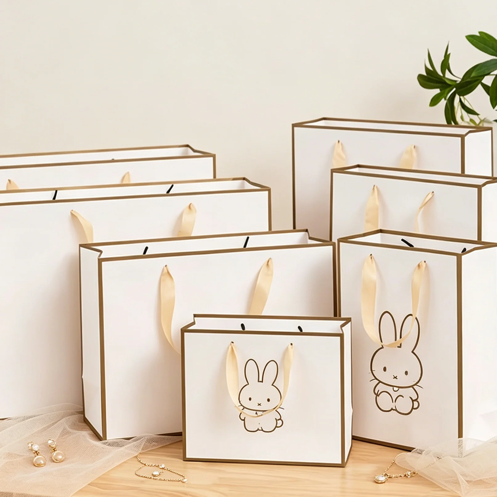 

Custom Logo Shopping Tote Bags For Earrings Rings Bracelets Key Kraft Paper Gift Jewelry Bags with Handle Wedding Party Favor
