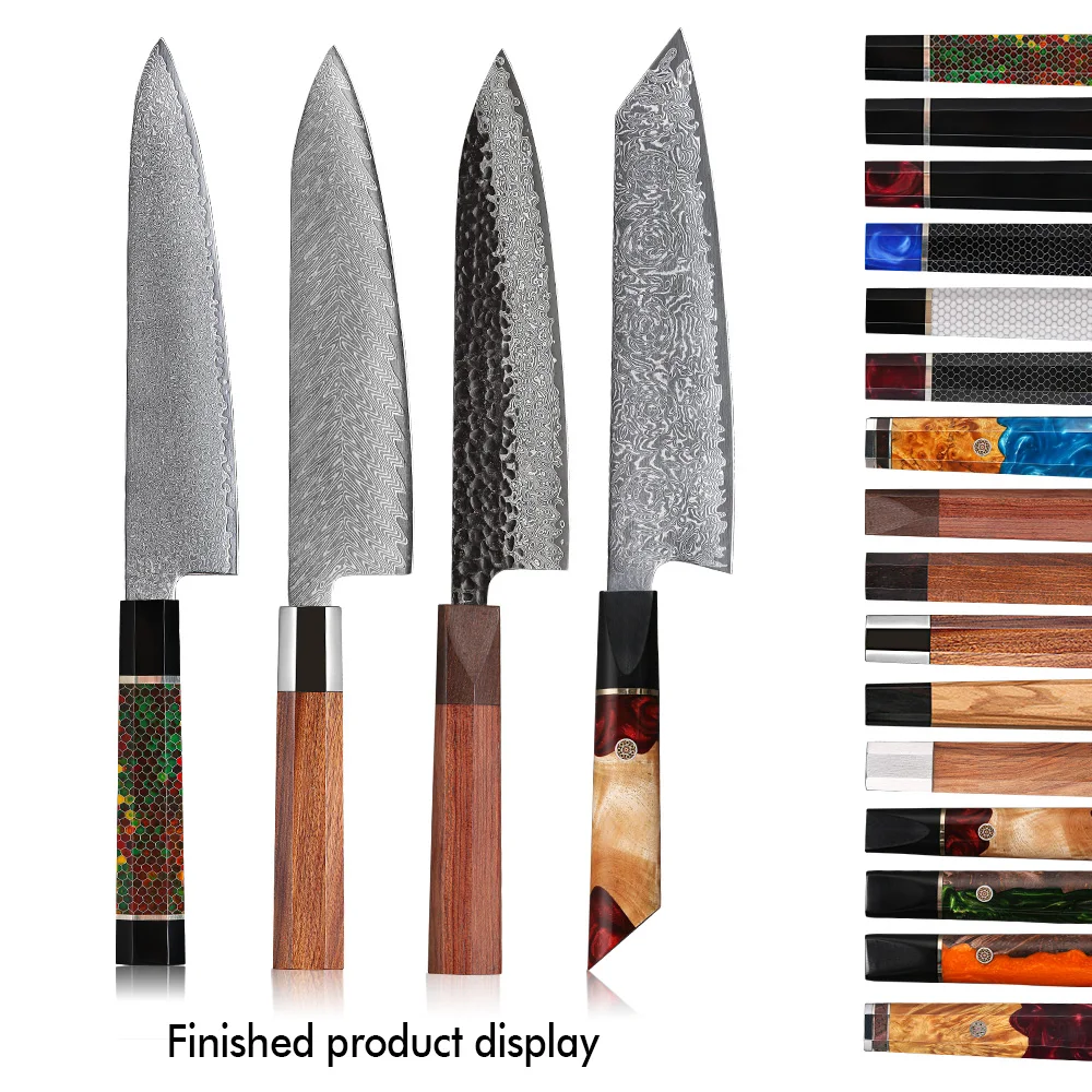 TURWHO DIY Factory Octagonal Handle Japanese Damascus Steel Chef Knife Kiritsuke Blade Blank Knive Parts New Design Dropshipping