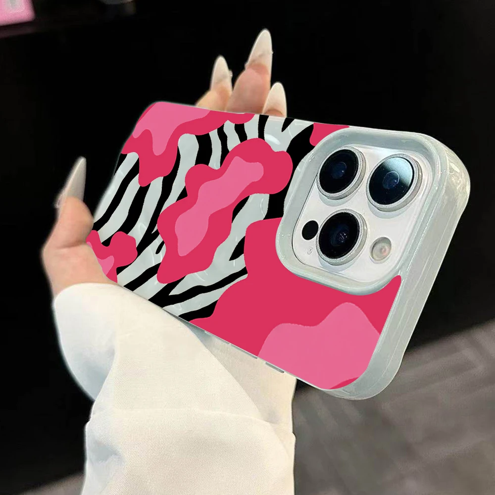 Modische Handyhülle mit Kuhmuster für iPhone 17 16 15 14 13 12 11 Pro Max 14 Plus 17Air, Falten-Wellen-Design, weiche Silikon-Schutzhülle, stoßfest – Detail 1