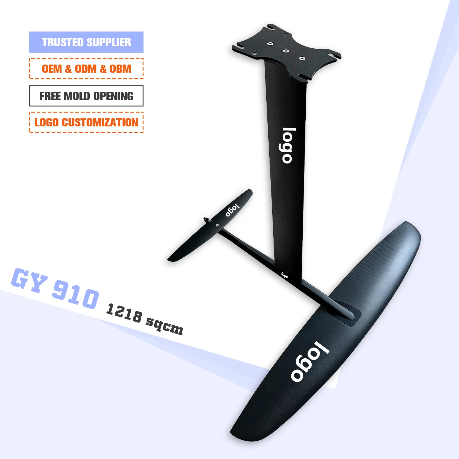 

GY910 1218sqcm Aluminum Carbon Water Sport Foil Customizable Logo Kitesurfing Windsurfing Board Surfing Hydrofoil