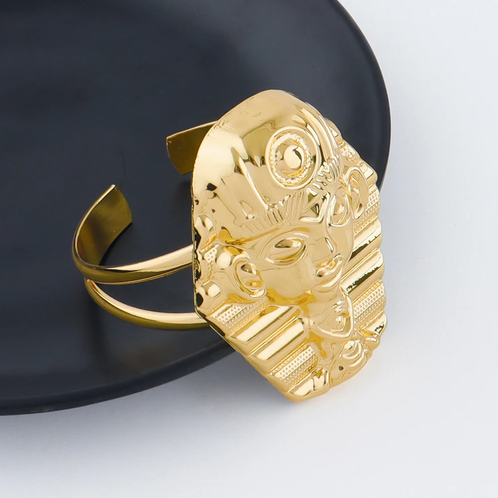 Goldfarbenes großes Schmuckset für Frauen, Human Design, Ohrringe, Halskette, Dubai, afrikanisches Armband, Ring, Hochzeit, Brautgeschenk – Detail 8