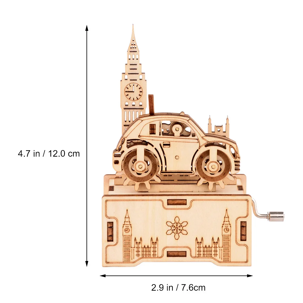 1 Zestaw Drewniany Pozytywka DIY Puzzle do Samodzielnego Montażu, Pozytywka z Mechanizmem Ręcznym, Edukacyjna Gra Komunikacyjna Rodzic-Dziecko