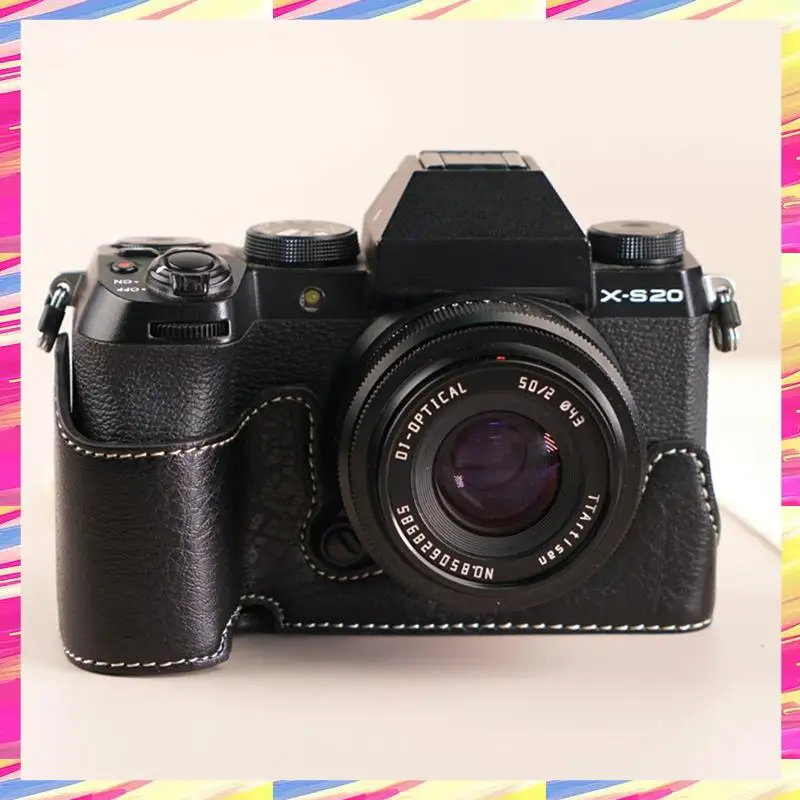 AIAI Camera Case Camera Storage Bag Fujifilm X-M5 Protector Strap Base Cover Retro Leather