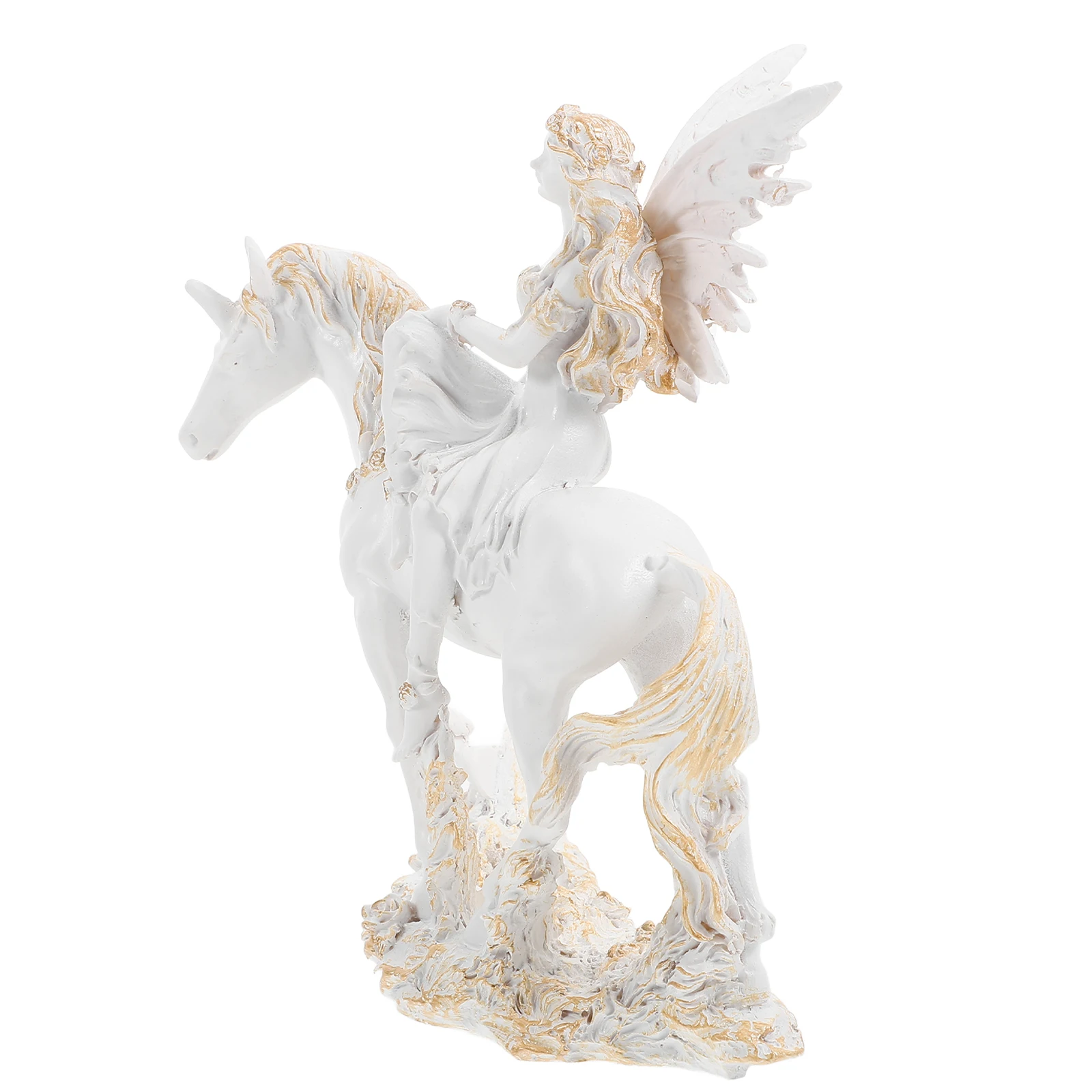 

1Pcs Exquisite Angel Resin Statue With Horse For Home And Garden Decor Elegant Angel Figurine Dining Table Centerpiece