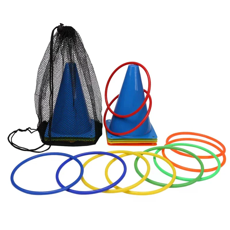 

Party Games Ring Toss Game Carnival Combo Set Soft Plastic Cones Ring Toss Games Throwing Game Toy for Kid Adult