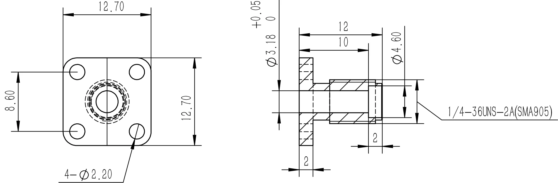 SMA905 Mannelijke Optische Vezel Connector Base