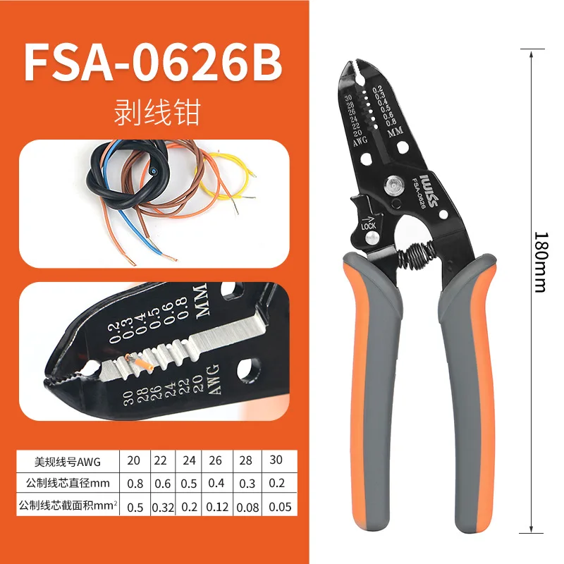 Multifunctional Fine Wire Stripper, AWG30/28/26 Electrical Cable Skinning Tool, Fiber Optic Wire Stripping Shear