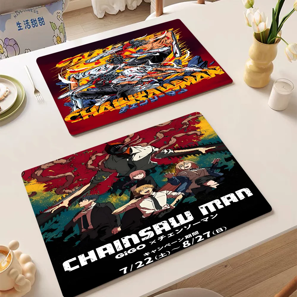 

C-Chainsaw M-Man Anime Kitchen Draining Mat Tableware Pad Coffee Dish Drying Mat Placemat Bathroom Kitchen Drain Pad