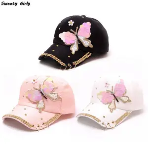 Butterfly Baseball Women Cap Glam Rock Urban Wear selling Purple Silk Velvet Trucker Hat Embroidery Crystals