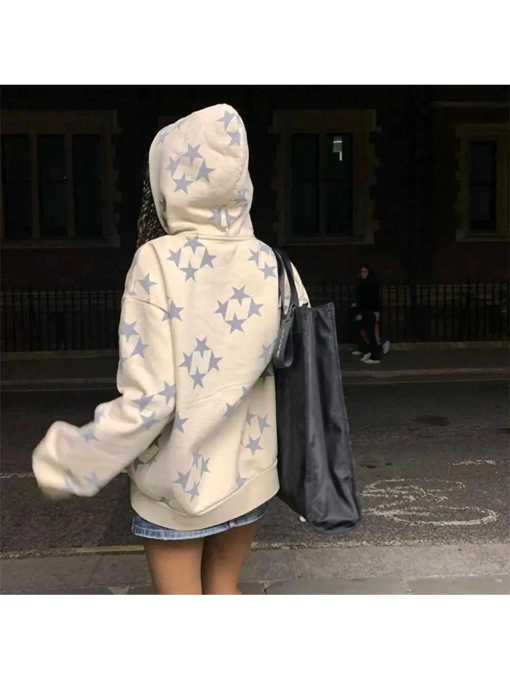

2026 new Y2K American retro star print hooded zipper sweatshirt loose casual cardigan jacket street style personalized fashion