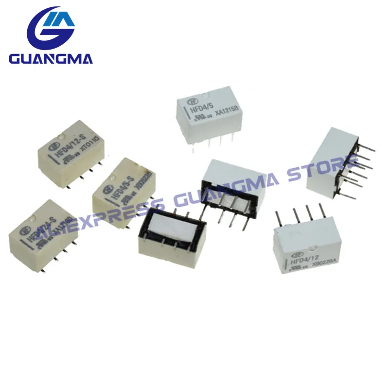 10PCS Signal Relay HFD4 2A 8Pin SMD/DIP Relay 3V 4.5V 5V 12V 24V DC HFD4-V/5V HFD4/12V -S HFD4/24V -S1R HFD4/3 4.5 5 12 24-S